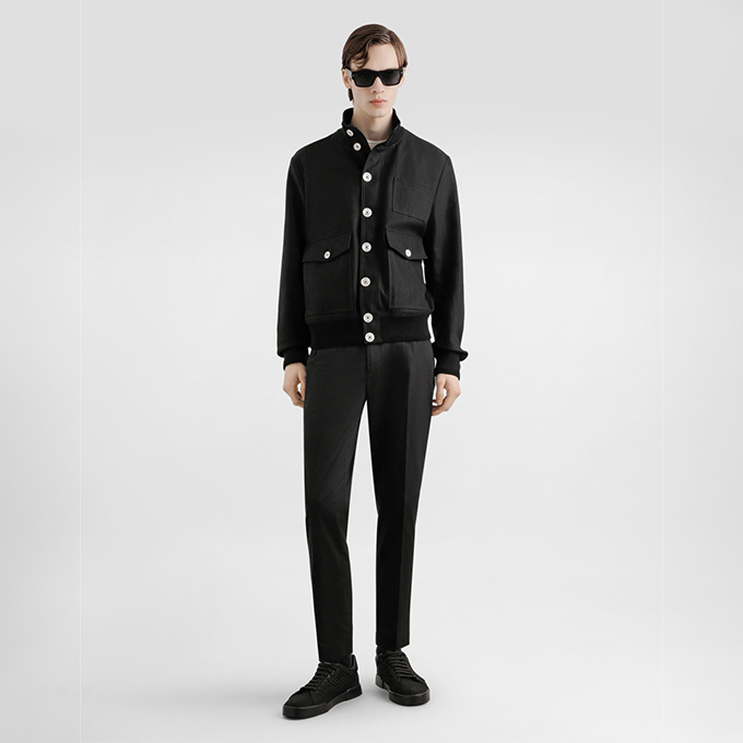 dolce & gabbana linen stand-collar jacket
